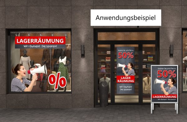 Aufkleber für Werbung zur Lagerräumung
