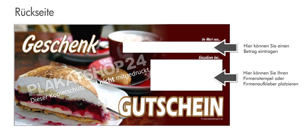 Geschenk-Gutschein für Konditorei, Bistro und Cafe