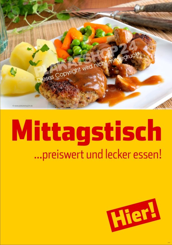 Mittagstisch-Werbeplakat für Gastronomie-Werbung