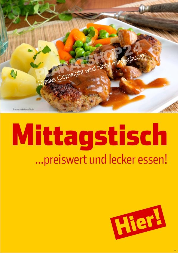 ff2d01bcfb4d24d50ede44cbc9c49b42 Mittagstisch-Werbeplakat für Gastronomie-Werbung