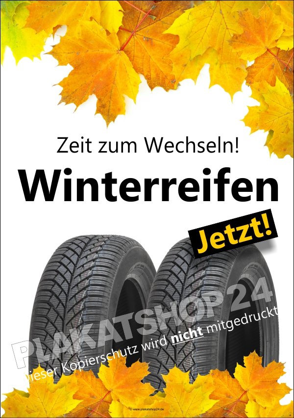 Plakat für Autowerkstatt für Wintereifen-Wechsel