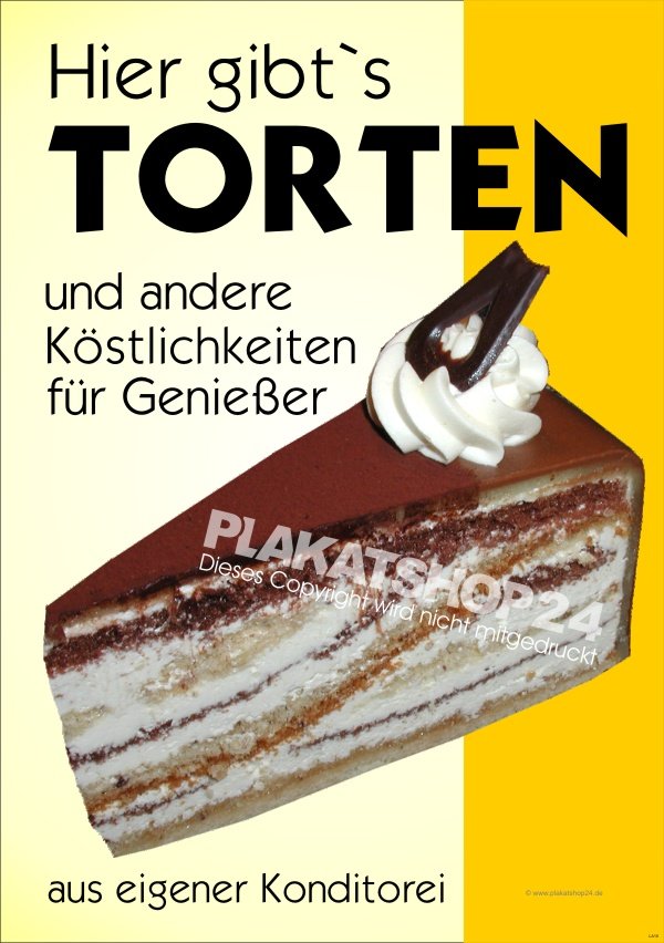 Tortenplakat mit Foto Stück Torte