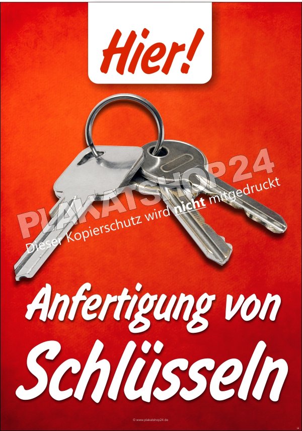 Werbeplakat für die Anfertigung von Schlüsseln