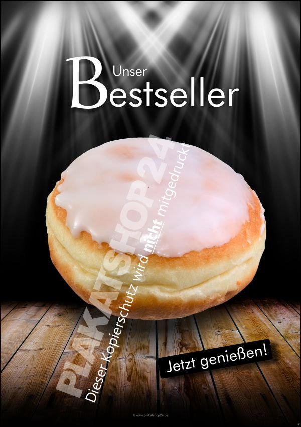 37577f2f62dc54eca05b1f5c5418168a Bestseller-Plakat für glasierte Berliner, Pfannkuchen und Krapfen