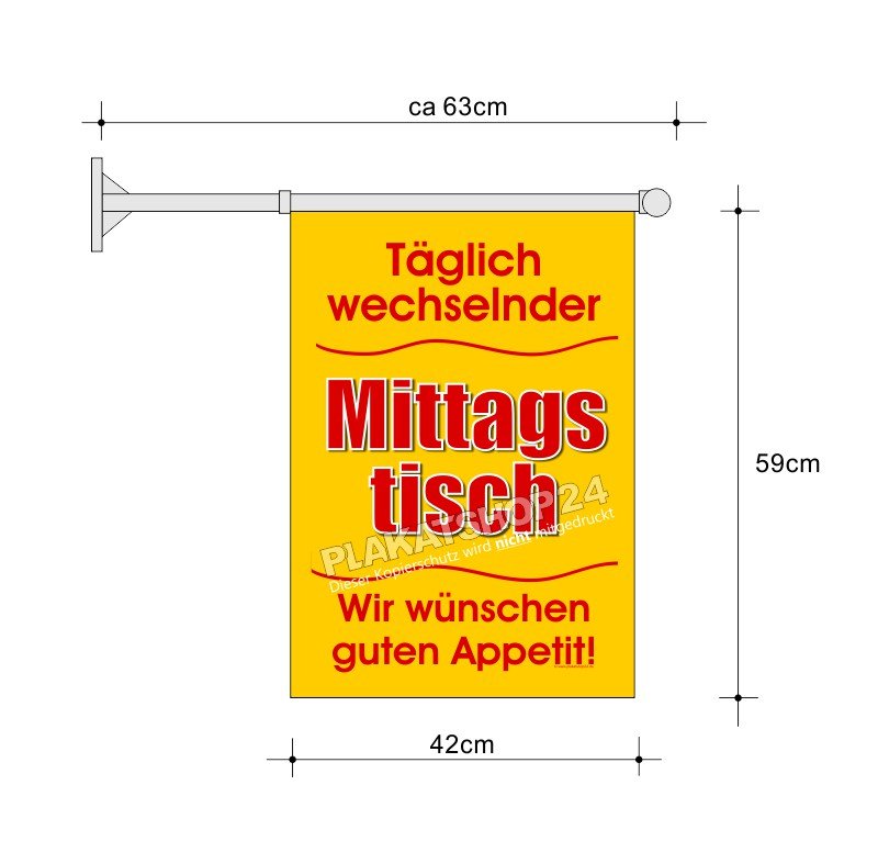 Stockfahne_Mittagstisch Mittagstisch-Fahne A2 für Mittagstisch-Reklame