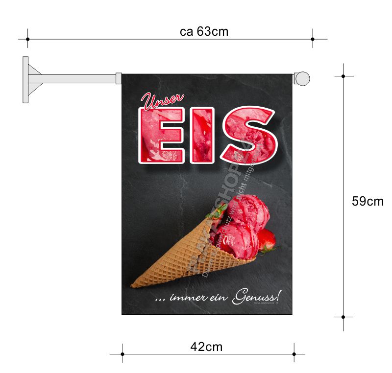 Eisfahne mit Foto Erdbeer-Eis