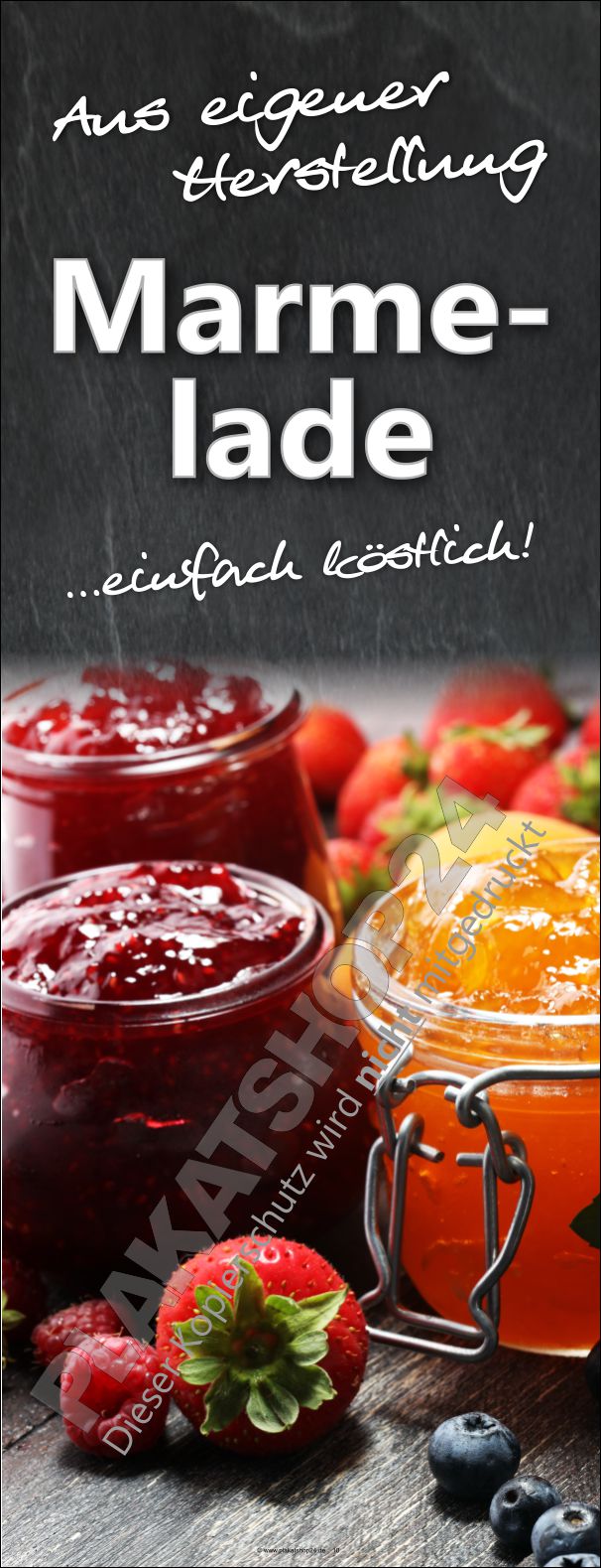 Werbebanner frische Marmelade / Konfitüre aus eigener Herstellung Werbebanner frische Marmelade / Konfitüre aus eigener Herstellung