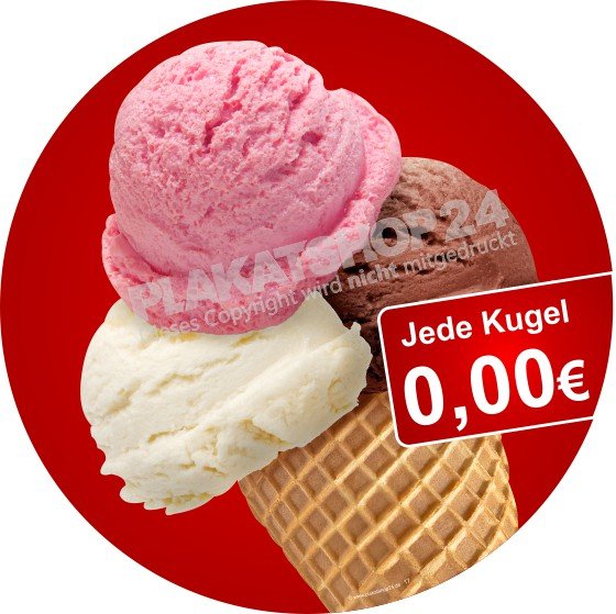Aufkleber für Eiswerbung mit Ihrem Preis für 1 Kugel Eis