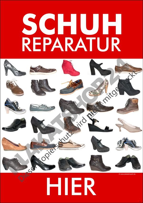 Werbeplakat für Schuhreparaturen 