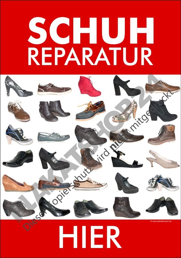 Werbeplakat für Schuhreparaturen