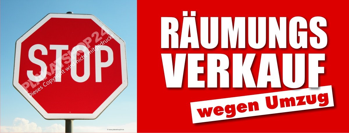 Banner Ausverkauf wegen Umzug für die Ausverkaufsreklame