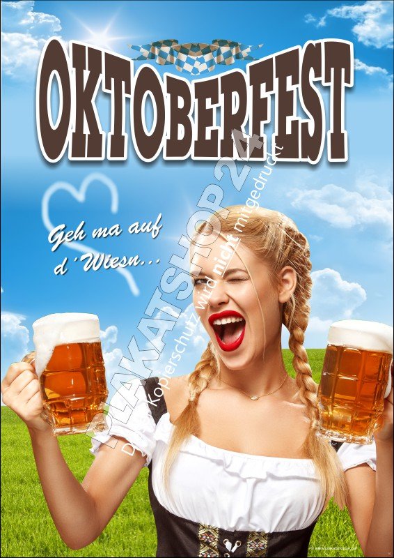 Plakat Oktoberfest Geh ma auf d` Wiesn....