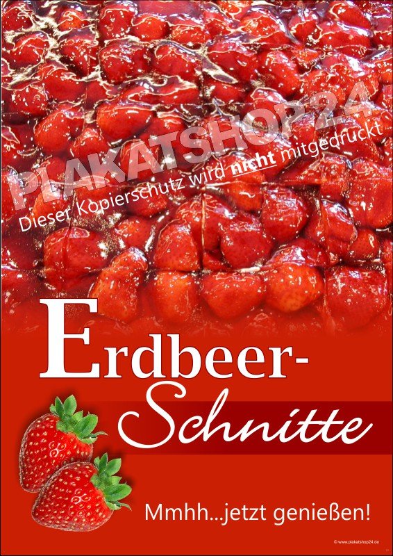 XA9016 Werbeposter für die leckere Erdbeeschnite