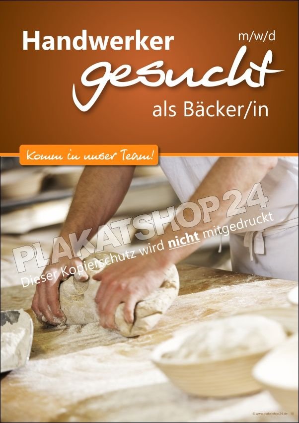 Werbeposter Bäcker/in gesucht