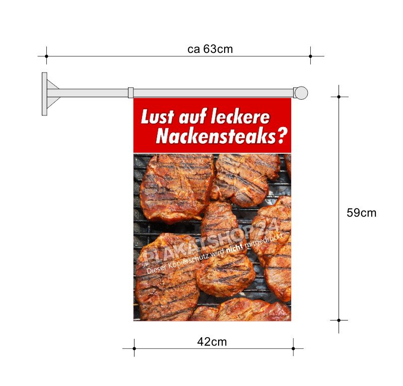 Metzgerei-Flagge A2 für Grillfleisch-Werbung