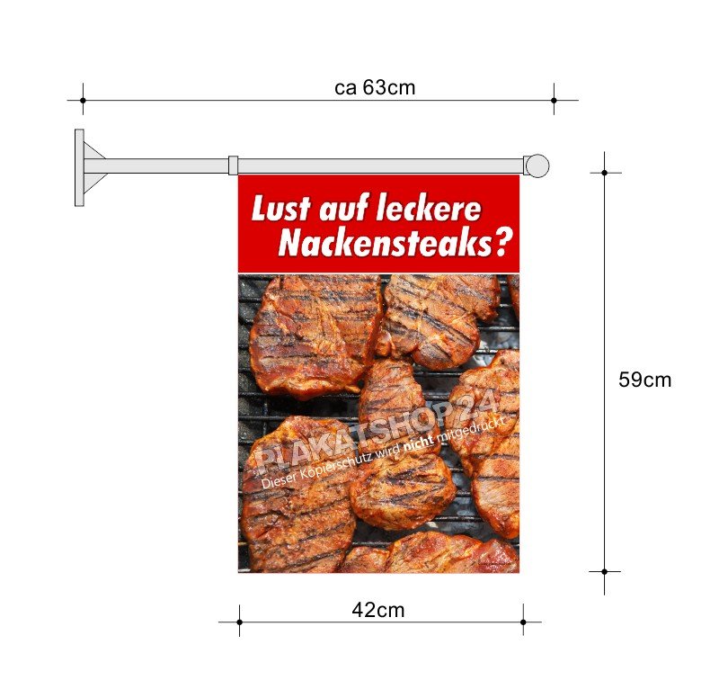 Metzgerei-Flagge A2 für Grillfleisch-Werbung