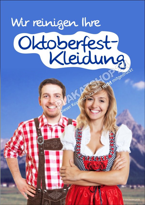 Plakat Reinigung von Oktoberfestkleidung