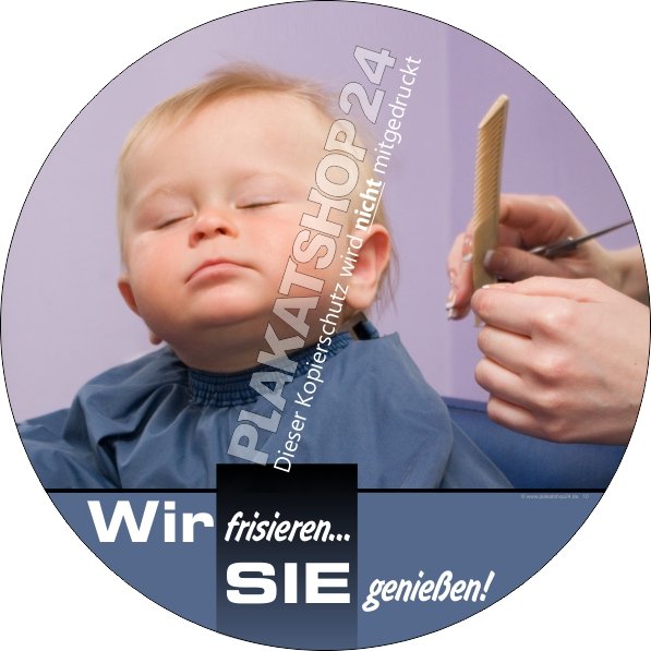 Runder Aufkleber für lustige Friseur-Werbung