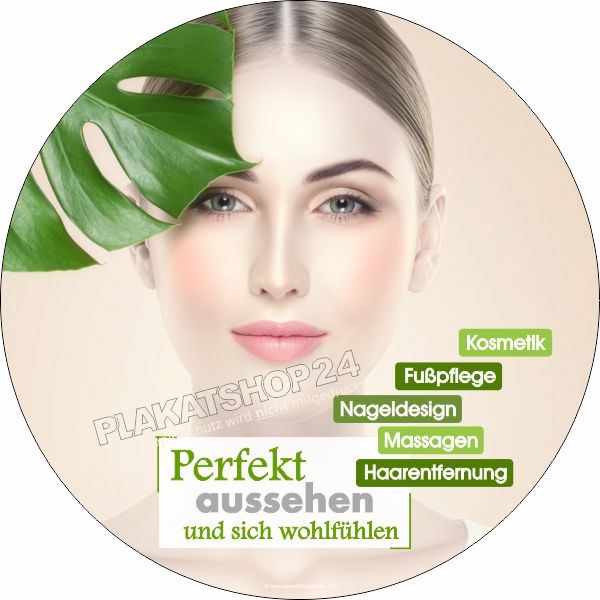 Runde Klebefolie Kosmetik Studio – Wetterfester Werbeaufkleber Fenster | Plakatshop24