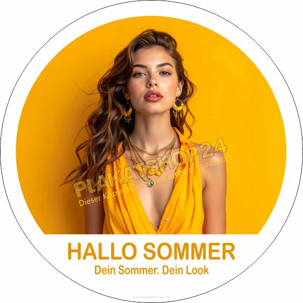 Runde PVC Klebefolie "Hallo Sommer" – Modewerbung für Schaufenster