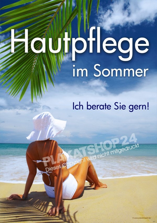 Werbeplakat für Kosmetikinstitut Hautpflege im Sommer