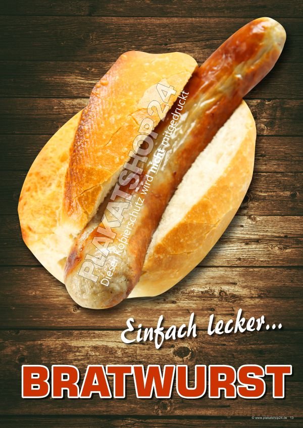 Imbiss-Schild (Plakat) mit Bratwurst-Werbung