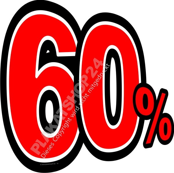 60 Prozent Aufkleber Klebefolie Sticker Schaufensterfolie