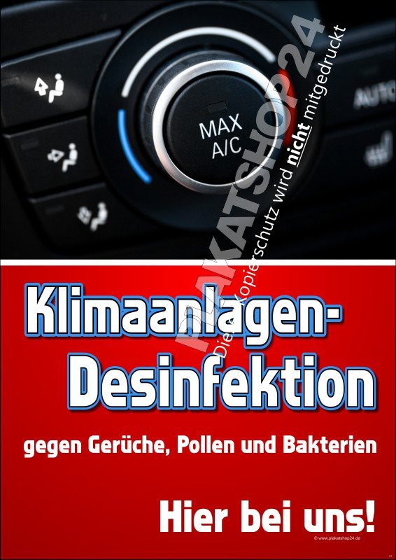 Plakat für Klimaanlagen-Desinfektion