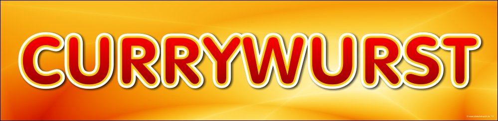 Schriftzug Currywurst als selbstklebende Folie