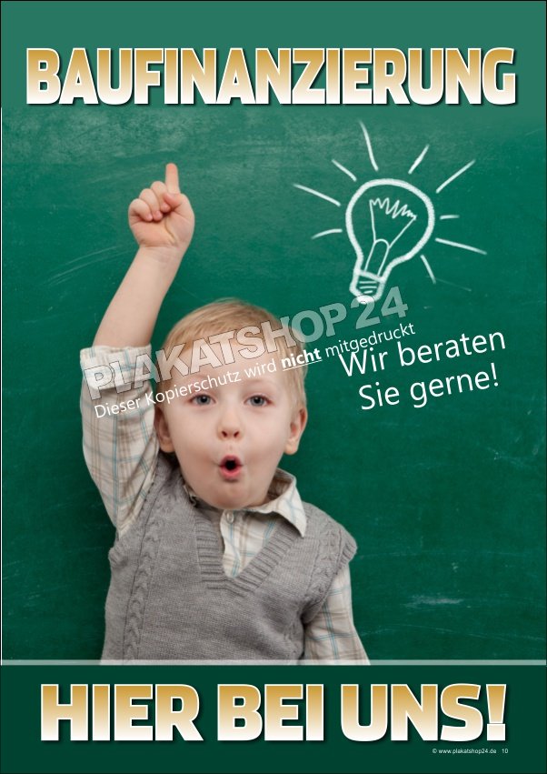 Plakat für günstige Baufinanzierung