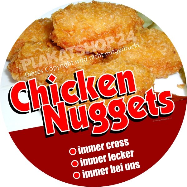 Aufkleber Chicken Nuggets als Werbefolie für Schaufensterbeklebung