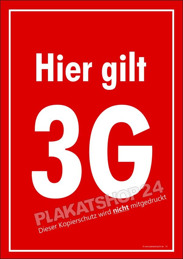 Coronaschutzplakat 3G-Regel