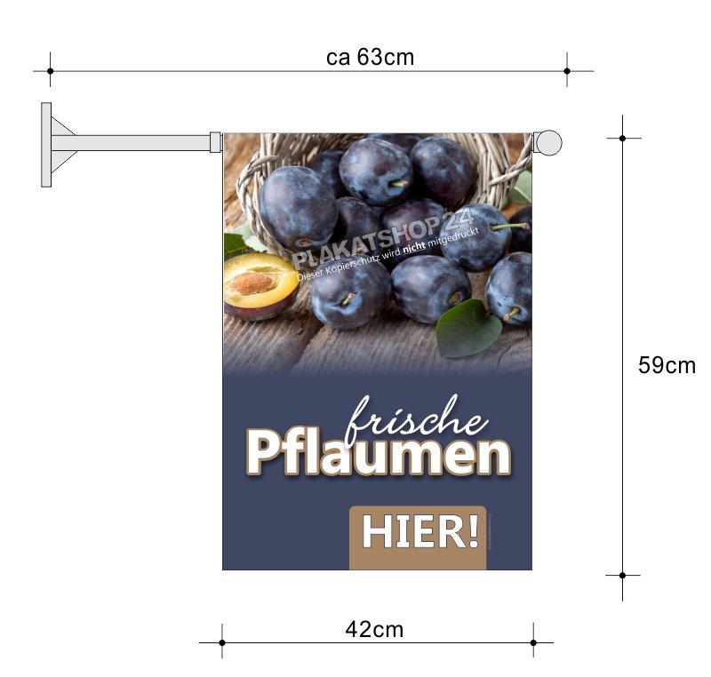 Stockfahne frische Pflaumen