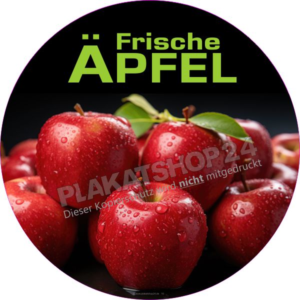 Aufkleber bedruckt mit Werbung für frische Äpfel Aufkleber bedruckt mit Werbung für frische Äpfel