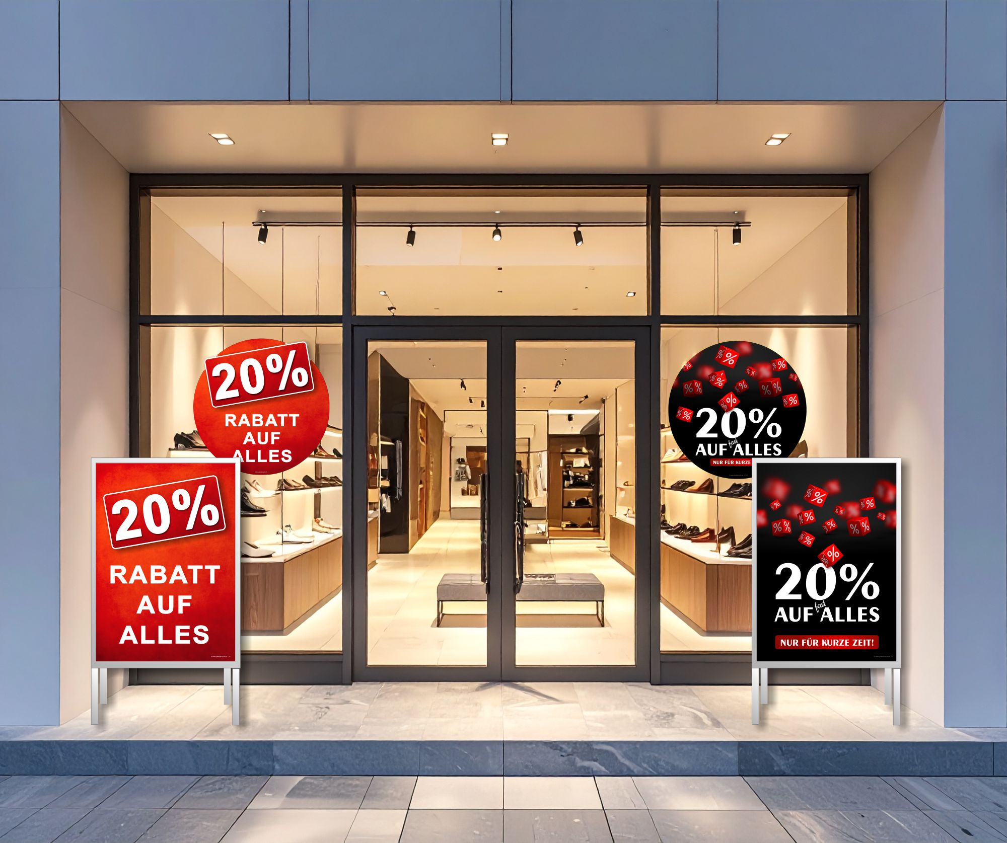 20% Rabatt auf alles – Werbeplakat & Sale-Banner für Schaufenster & Kundenstopper