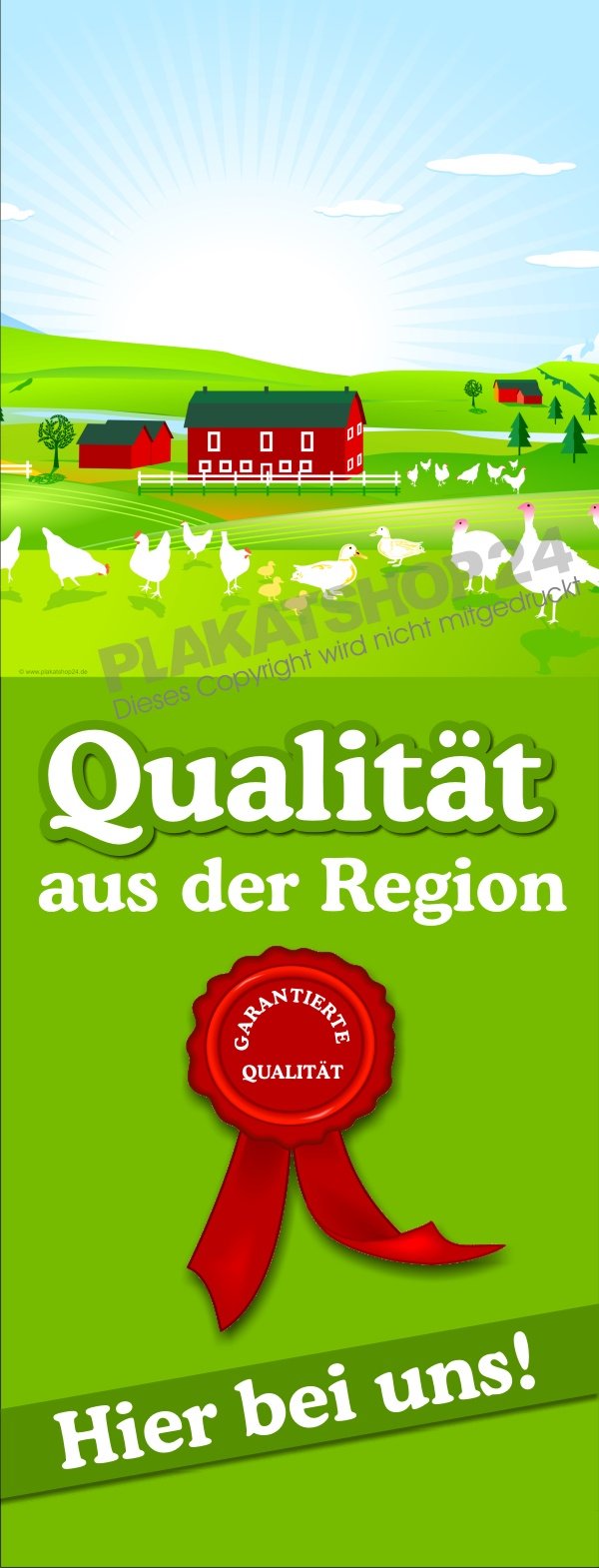 Werbebanner Qualität aus der Region als Reklame für regionale Vermarktung