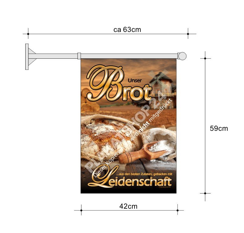 Stockfahne_Brote Bäckerei-Fahne A2 für Brotwerbung