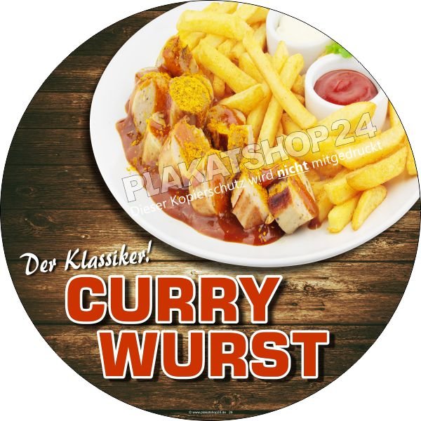 Gastronomie-Plakat mit Currywurst-Werbung