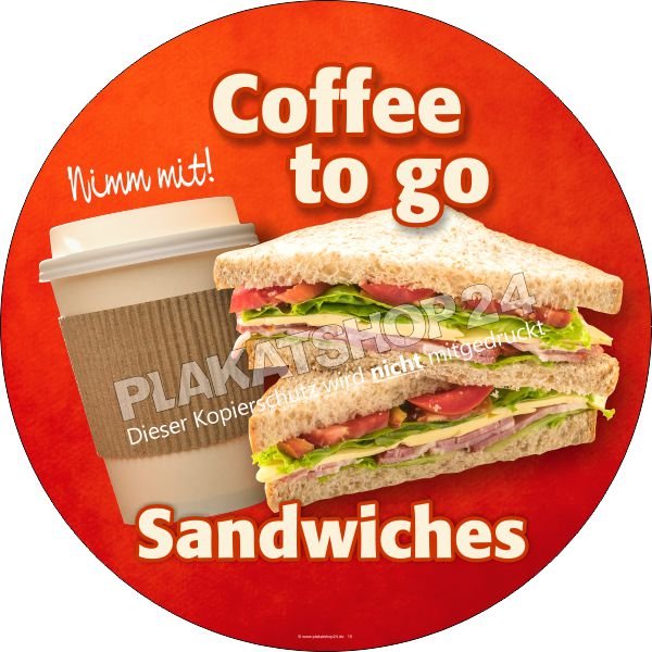Aufkleber Sandwiches und Coffee to go