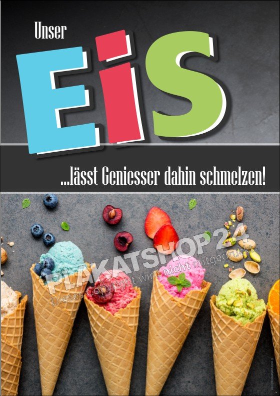 kugeleisplakat Dekoplakat für Eishörnchen Tüteneis