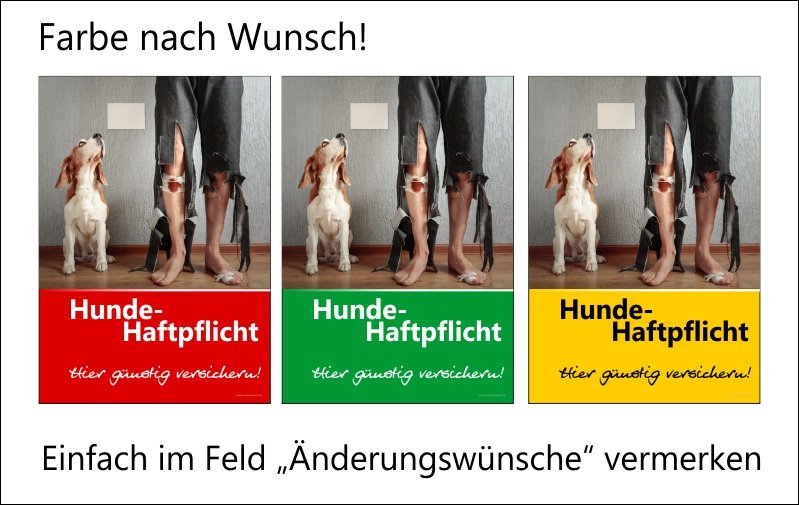 Plakat Hundehaftpflicht Werbung für Versicherungsbüro