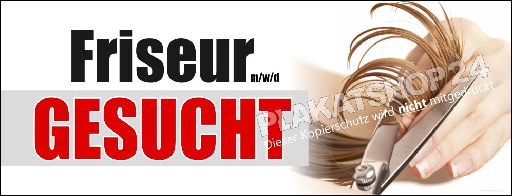 Werbebanner für die Mitarbeitersuche im Friseurbetrieb