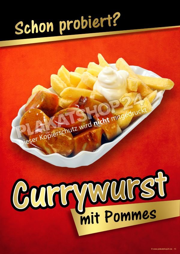 Imbissplakat Currywurst-Pommes