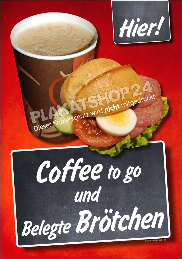 Plakat für belegte Brötchen und Coffee to go