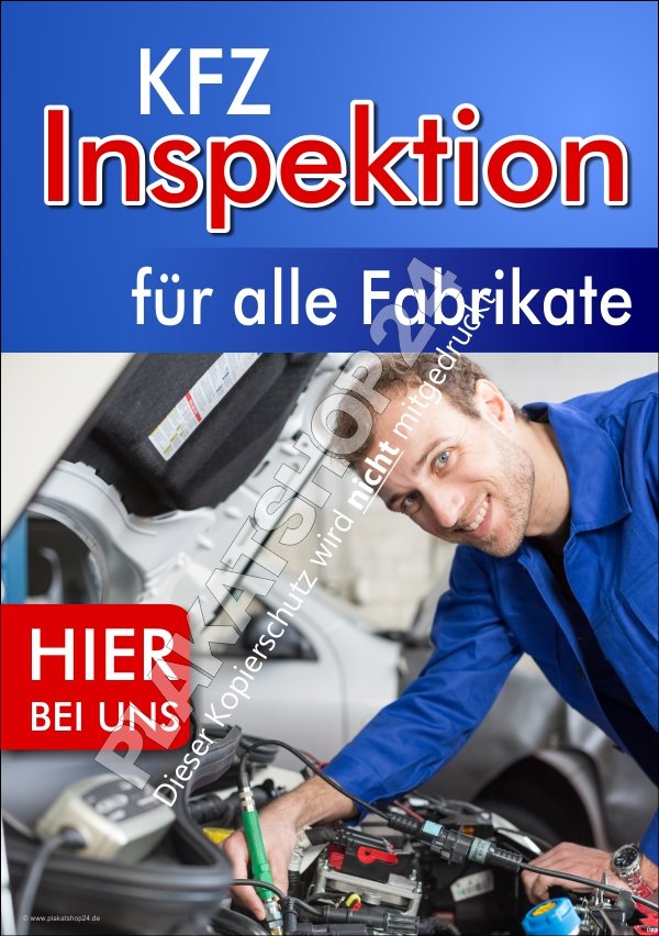 Werbeschild (Plakat) für Kfz-Inspektionen alle Fabrikate