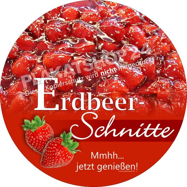 Werbefolie_Erdbeerschnitten Schaufensteraufkleber für die leckere Erdbeerschnitte