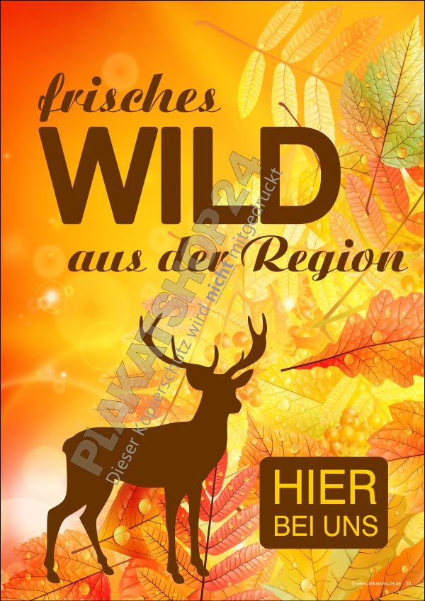 wildfleischverkauf-plakat Metzgereiplakat Wildfleisch / Wildpret regional
