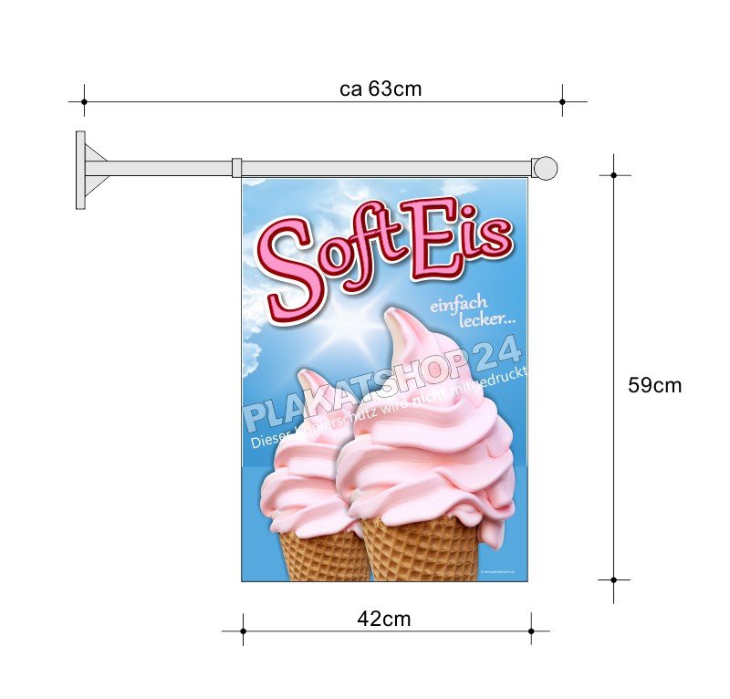 Softeis-Fahne A2 für die Wandmontage