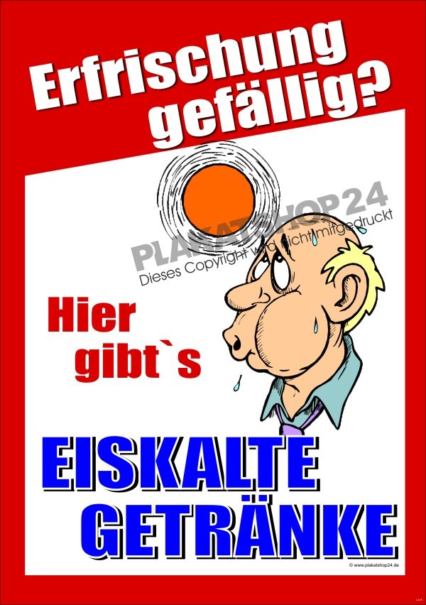 Werbeplakat für eiskalte Getränke für Kiosk, Tankstelle etc.