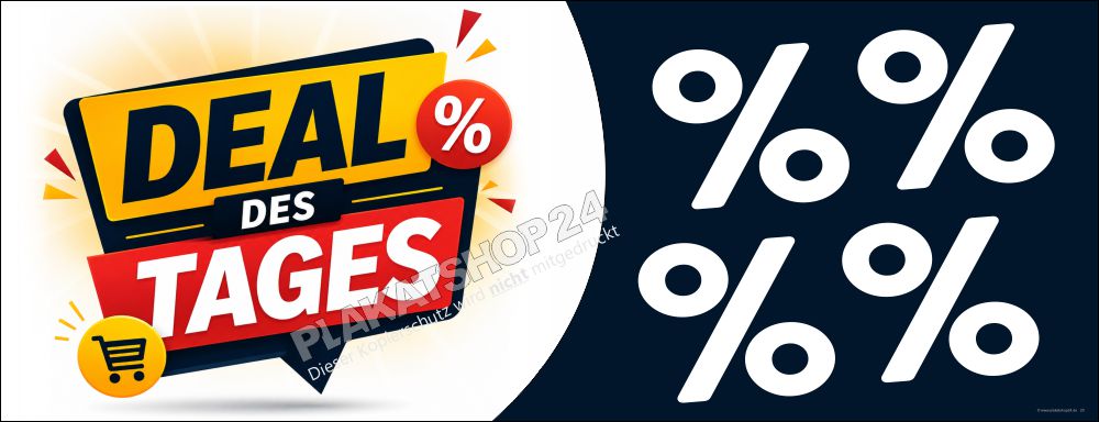 Werbebanner Deal des Tages % – XXL Werbeplane mit Ösen oder Klebefolie | Wetterfest Werbebanner Deal des Tages % – XXL Werbeplane mit Ösen oder Klebefolie | Wetterfest